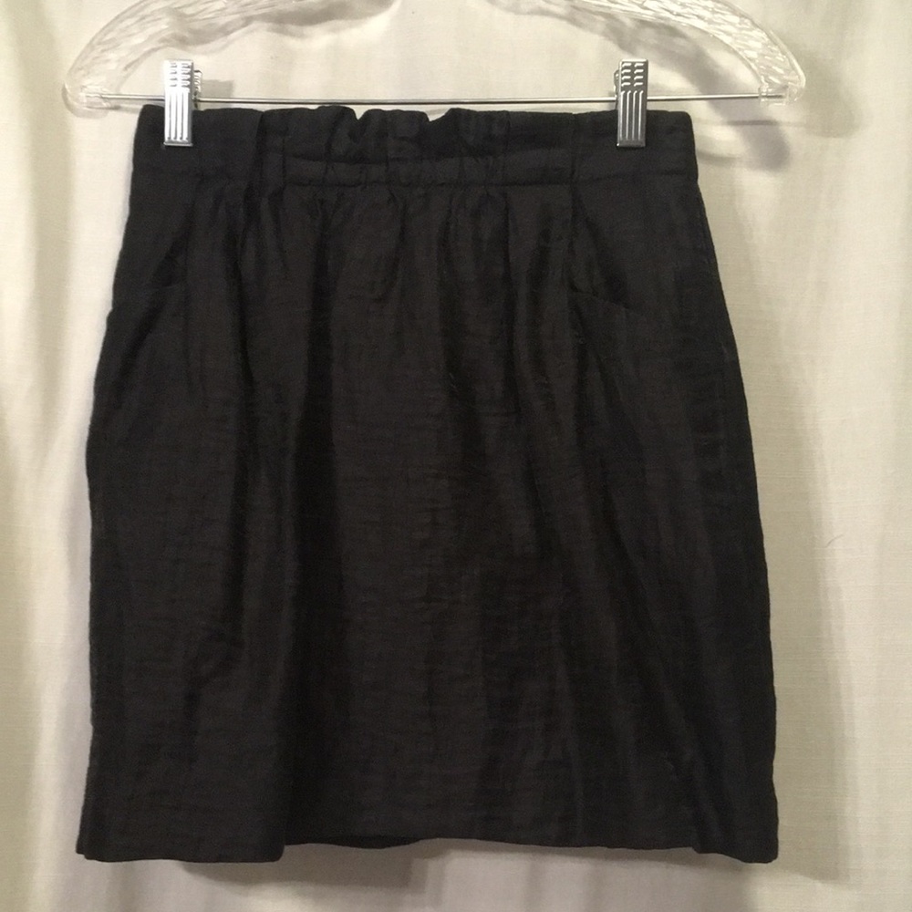 J Crew black linen mini skirt